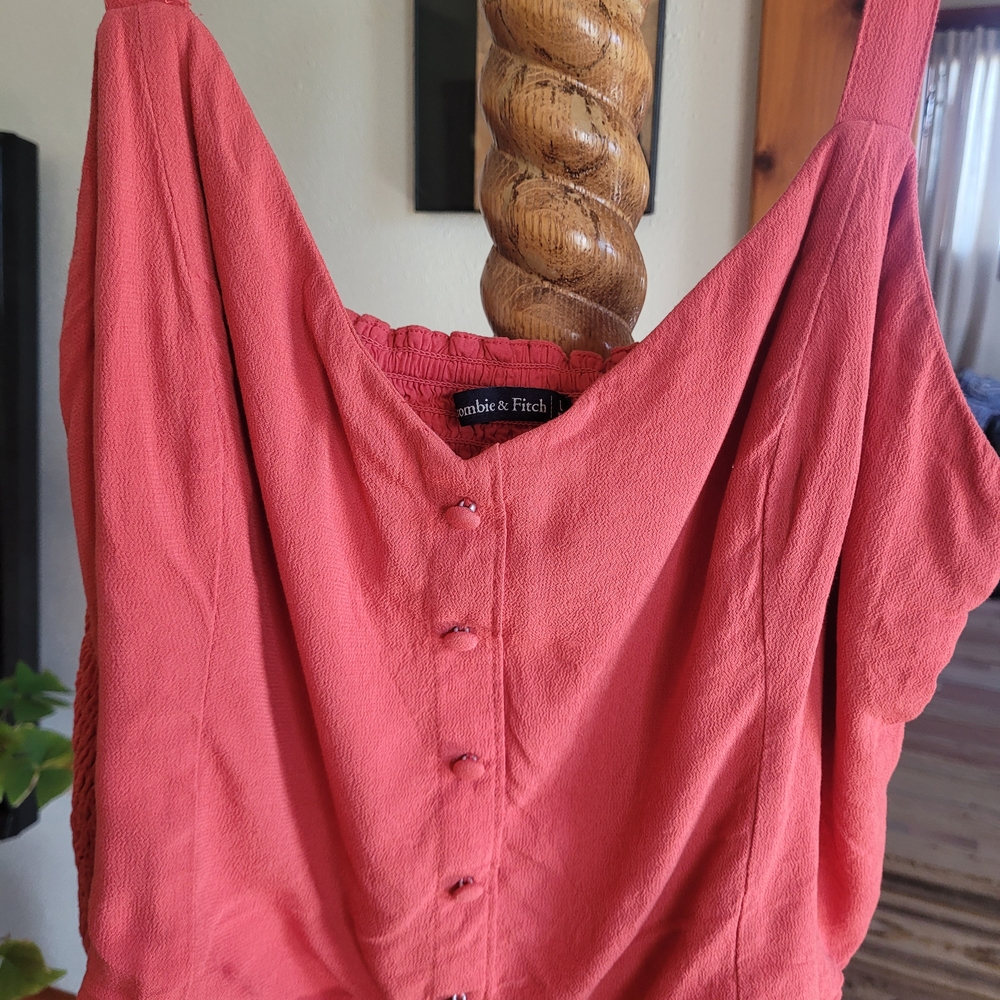 Abercrombie & Fitch Coral Buttoned Tank Top